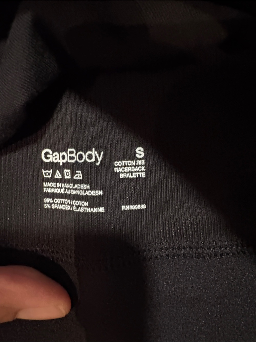 GAP Black Ribbed Racerback Workout Bra - Picture 3 of 7